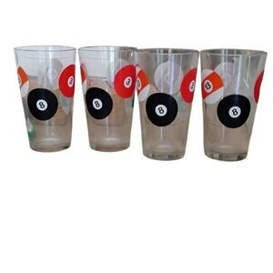 Vintage Eight Ball Billiards Pint Beer Glasses
